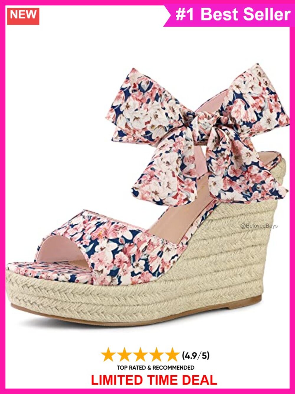 Allegra K Women Floral Print Open Toe Slingback Platform Wedge Sandals